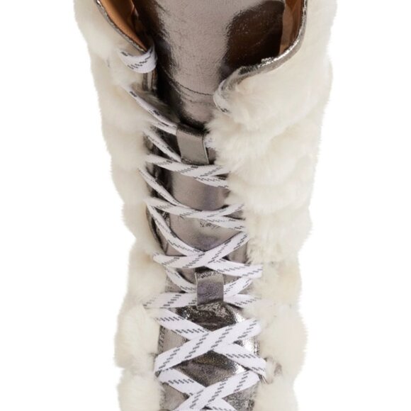 NIB Free People Wilder Boots Suede Shearling Arctic Fox Silver Size 6 $248 - Picture 6 of 10